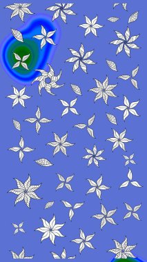 Çizim çiçek deseni duvar kâğıdı olarak kullanılabilir. Mavi ve beyaz renkte çiçekler. Raster illüstrasyonu.