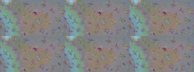 Raster illüstrasyonu. Çiçekli karalama şeklinde Raster çiçek deseni. Gri ve bej renklerde bahar çiçekleri..