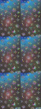 Yumuşak, yaz çiçekli arka plan. Çiçekli karalama şeklinde Raster çiçek deseni. Gri ve mavi renkte çiçekler.