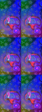 Mavi ve mor renkli çiçekler. Yumuşak, bahar çiçekli arka plan. Raster çiçek desenli ve çiçekli..