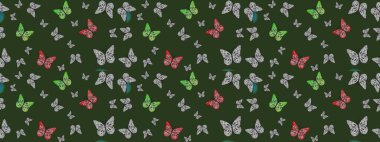 Kelebek, kanat, neon renkli yaratıcı raster arka plan. Kızlar, erkekler, elbiseler, duvar kağıtları için soyut çizim kalıbı. Moda tarzı. Tekstil ve kumaş için komik kelebek deseni.