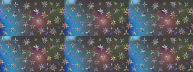 Renkli Bahar Teması eskiz kalıbı. Gri ve mavi renkte çiçekler. Düz Çiçek Elementleri Tasarımı. Raster illüstrasyonunda çiçek deseni çizimi.