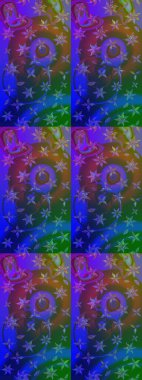 Tekstil, kumaş, kapaklar, duvar kağıtları, baskı, naylon, koleksiyon defteri, örgü, dekupaj için güzel bir eskiz. Millefleur 'lar. Küçük mavi ve mor renkte güzel bir besin torbası deseni, çiçekler..