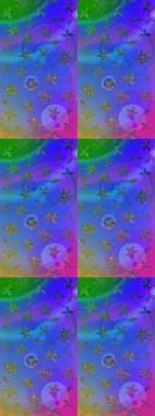 Tekstil tasarımı için mavi ve mor renkli geleneksel halk çiçekleri buketi. Üzerinde gelincikler ve vadi zambakları olan renkli çiçek desenli nakış..