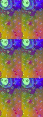 Raster illüstrasyonundaki çiçek desenli çizim. Yeşil ve kahverengi renkli çiçekler. Düz Çiçek Elementleri Tasarımı. Renkli Bahar Teması çizim şablonu.