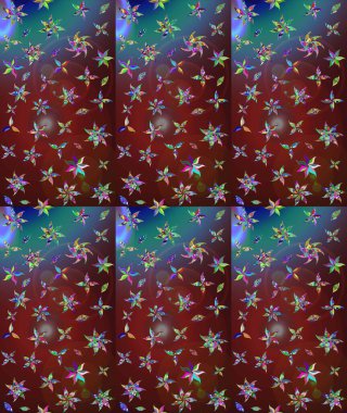 Raster illüstrasyonundaki çiçek desenli çizim. Suluboya tarzında kahverengi renkte çiçekler.