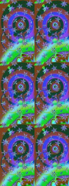 Kabile sanatı boho baskısı, klasik çiçek arkaplanı. Arkaplan dokusu, duvar kağıdı, yeşil ve kahverengi renkli çiçek teması. Soyut etnik raster çizim kalıbı.