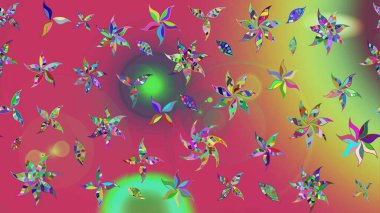 Sevimli çiçek raster deseni. Renkli Yaz Temalı eskiz kalıbı. Düz Çiçek Elementleri Tasarımı. Modaya uygun kumaş deseni.