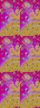 Modern stil dokusu. Çiçek desenli raster, sarı ve morumsu çizgi grafik deseni soyut raster arkaplanı.