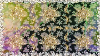 Noel, kar tanesi, yeni yıl. Gri renklerde ve altın elementlerle kusursuz klasik desen. Gri renklerde altın desenli altın elementler.