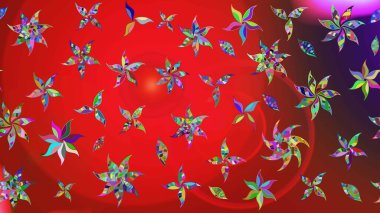 Kırmızı ve kahverengi renkli güzel tekstil. Raster illüstrasyonu. Suluboya çiçekli çiçek deseni.