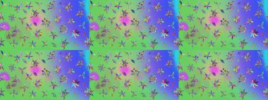 Renkli Yaz Temalı eskiz kalıbı. Sevimli çiçek raster deseni. Modaya uygun kumaş deseni. Düz Çiçek Elementleri Tasarımı.