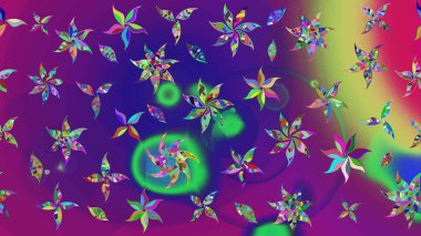 Düz Çiçek Elementleri Tasarımı. Renkli Bahar Teması eskiz kalıbı. Mor ve mor renkli çiçekler. Çiçekle çizim deseni.