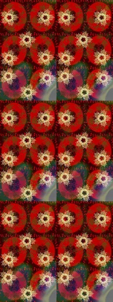 Sanat terapisi tarzı zen çizim için kırmızı, kahverengi ve yeşil mandala şeklinde kar taneleri. El çizimi, dövme stili, kumaş tasarımı ve Raster illüstrasyonunda kartlar..