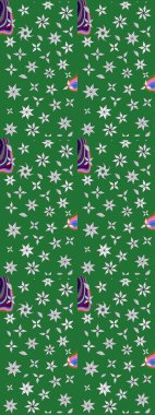 Yeşil renklerde. Raster illüstrasyonu. Çiçek buketleriyle klasik tarzda eskiz deseni.