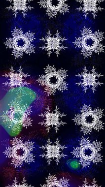 Kışın sembolü, mutlu noeller, mutlu yeni yıl kutlaması Raster illüstrasyonu. Soyut duvar kâğıdı, ambalaj dekorasyonu. Siyah, mavi ve gri renklerde şirin kar taneleri. Kar tanesi kadar basit..