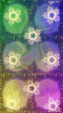 Raster illüstrasyonu. Renkli arka planda güzel kar taneleri. Raster kar taneleri deseni.