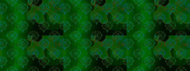 Tekstil, kumaş, kapaklar, duvar kağıtları, baskı, yapıştırma, yapıştırma kitabı, dekupaj için çiçeksiz bir arka plan. Küçük yeşil, mavi ve siyah çiçekli oldukça eski bir besin torbası deseni. Millefleurlar.