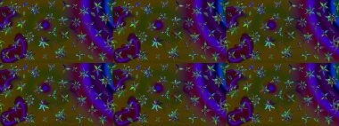 Çiçeksel kahverengi ve yeşil çizim deseni. Raster çiçek izi. Klasik taslak çizimi. Raster Yumuşak kumaş deseni.