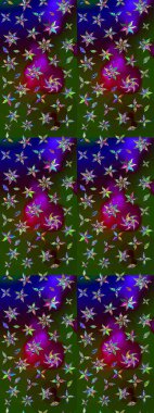 Raster illüstrasyonu. Güzel kumaş deseni. Renkli Bahar Teması eskiz kalıbı. Asya tekstil tarzında. Çiçek desenli çizim. Düz Çiçek Elementleri Tasarımı.