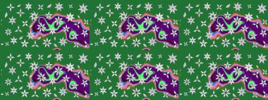 Raster illüstrasyonu. Renkli Bahar Teması eskiz kalıbı. Çiçek deseni. Chichi 'nin kumaş kalıbını çiz. Düz Çiçek Elementleri Tasarımı.