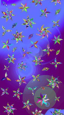 Sevimli çiçek raster deseni. Modaya uygun kumaş deseni. Düz Çiçek Elementleri Tasarımı. Renkli Yaz Teması çizim şablonu.