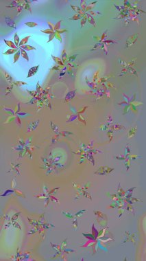 Gri ve bej renkli şirin çiçekler. Moda baskısı, albüm, ambalaj kağıdı ve duvar kağıdı için zarif dekoratif süslemeler. Raster illüstrasyonu. Küçük çiçekli basit bir çiçek çizimi..