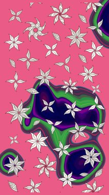 Raster pattern. Pink and neutral hand drawn pattern. Doodle flowers sketch pattern. Art inspipink and neutral style flowers and leaves background.