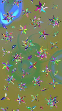 Çiçekler suluboya tarzında yeşil renkte. Çiçekli yeşil renkte bir çiçek deseni çiz.