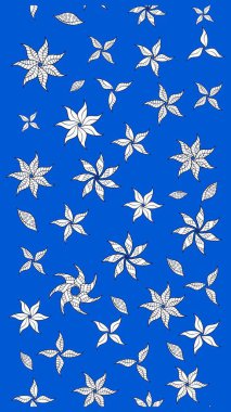 Yumuşak, mavi renkte bahar çiçekleri. Raster çiçekleri klasik tarzda çizilmiş. Raster illüstrasyonu. Çiçekli yumuşak çizim deseni.