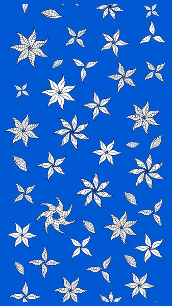 Yumuşak, mavi renkte bahar çiçekleri. Raster çiçekleri klasik tarzda çizilmiş. Raster illüstrasyonu. Çiçekli yumuşak çizim deseni.