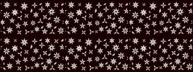 Küçük çiçekli yay deseni çiz. Raster illüstrasyonu. Suluboya tarzında siyah renkler üzerine.