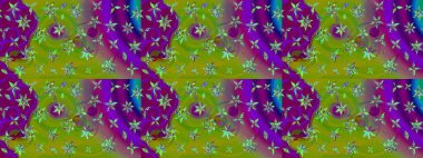 Çiçekli çiçek deseni, suluboya. Yeşil ve mor renkli çiçekler. Renkli Bahar Teması eskiz kalıbı. Düz Çiçek Elementleri Tasarımı. Raster illüstrasyonu.