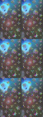 Suluboya, elle çizilmiş. Gri ve mavi renkte yaprakları olan yabani çiçekler. Eskiz arkaplan modeli. Raster illüstrasyonu.