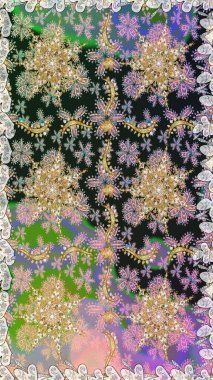 Gri renkli ve altın elementli altın desenli. Düz elle çizilmiş klasik koleksiyon. Raster golden. Arkaplan, kumaş, altın duvar kağıdı.