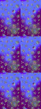 Güzel kumaş deseni. Raster suluboya deseni, narin çiçekler, menekşe ve mor çiçekler, tebrik kartı şablonu..