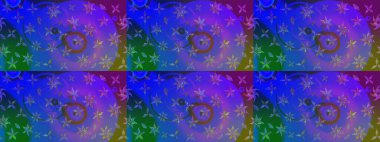 Mor ve mavi renkte çiçekler. Raster illüstrasyonunda çiçek deseni çizimi.