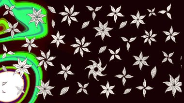 Raster illüstrasyonu. Siyah renklerde. Siyah renkte siyah papatya deseni.