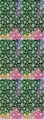 Düz Çiçek Elementleri Tasarımı. Sevimli çiçek raster deseni. Sketch Colour Spring Theme eskiz kalıbı. Yeşil renkte çiçekler.