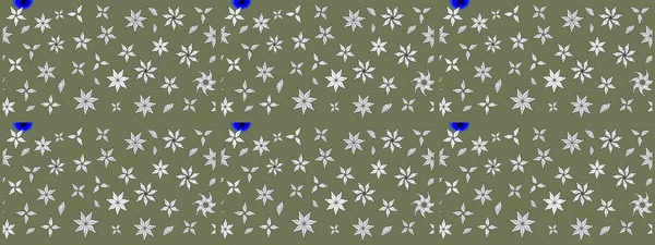 Raster deseni. Bahar çiçekleri dallı desen, yeşil renkler çiçekli siluet.