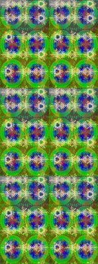 Noel ve yeni yıl moda baskıları için tatil tasarımı. Yeşil, mavi ve sarı kar taneleri. Raster illüstrasyonu. Kar tanelerinin soyut arkaplanlı Noel deseni.