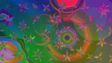 Hediye ambalaj kağıdı, tebrik kartları, posterler ve pankart tasarımı. Yeşil ve mavi renkte çiçekler. Raster düz çiçek çizim deseni.