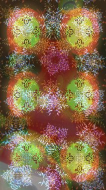 Kış kar tanesi, raster arka plan. Renkli arka planda izole kar taneleri. Raster illüstrasyonu. Yüzey için tekrarlanan doku, ambalaj kağıdı, kahverengi, yeşil ve nötr renkler üzerine.