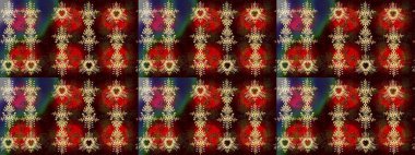 Bir sürü kahverengi, kırmızı ve siyah soyut çiçekli tropik eskiz deseni. Küçük çiçekteki sevimli çiçek deseni. Varicolobrown, kırmızı ve siyah raster çizimi.