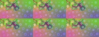 Renkli Bahar Teması eskiz kalıbı. Raster. Düz Çiçek Elementleri Tasarımı.