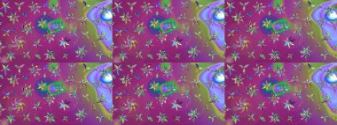 Düz Çiçek Elementleri Tasarımı. Raster. Renkli Bahar Teması çizim şablonu.