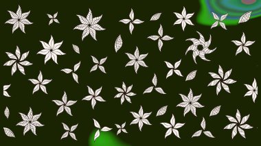 Çiçekler, dallar, bitkiler ve çiçekler. Güzel kumaş deseni. El çizimi. Raster illüstrasyonu.