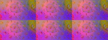 Raster illüstrasyonundaki çiçek desenli çizim. Çiçekler mor ve pembe renkler suluboya tarzında.