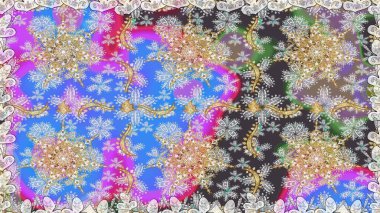 Raster illüstrasyonu. Gri ve nötr renklerde, altın elementlerle klasik, pürüzsüz desen.