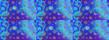 Raster Çiçek İllüstrasyonu 'nun şirin tekstili. Mavili ve menekşeli etnik çiçeklerle zarif eskiz deseni.